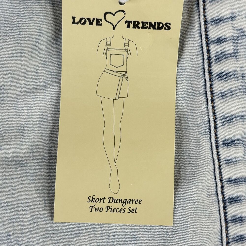 Love Trends‎ Skort Dungaree Womens Large Denim Overalls Shorts Eco-Friendly - Picture 4 of 16